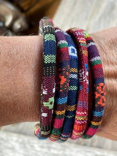 "Men's, Women's, Unisex Fabulous ethnic, mexican serapa material bracelts in a few different sizes, from 7\" to 8 1/2\".  Sturdy clasps!  The perfect boho/hippy style! 1- 8 1/2\" 2- 7 \" 3- 8 1/4\" 4- 7 1/2\"  5- 8\" I'm a convo away for any questions.  I accept private commissions.  Thank you for shopping at Beautifully Boho Jewelry ! Stacey :)" Bracelets Hippie, Beach Hippie, Mexican Gifts, Hippy Style, Hippie Bracelets, Jaune Orange, Bohemian Beach, Rose Rouge, Unisex Bracelets