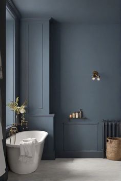 wall paint guide, charcoal blue paint, bathroom walls, SW 2739

home decorating, home interior design, interior bedroom design, kitchen designs Dark Navy Wall Paint, Soft Blue Grey Paint Colors, Bathroom With Painted Walls, Sherwin Williams Smoky Blue Bathroom, Bedroom Bathroom Paint Combo, Moody Grey Blue Paint, Stormy Blue Paint, Peacock Wall Color, Deep Blue Bathroom Walls