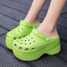 Women Sandals Platform Shoes Summer Slip On Slippers for Ladies Designer Chunky Sandal Height Increasing Beach Flat Casual Woman Green Platform, Platform Shoes Heels, Garden Shoes, Women Platform Sandals, Platform Clogs, Chunky Sandals, Platform High Heels, Sport Sandals, Casual Flats