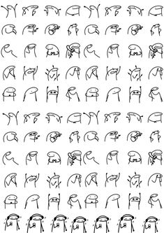 an image of various hand gestures drawn in black ink