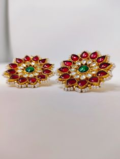 Kundan Earrings Polki Earrings Artificial Jewelry South Indian Jewelry Desi Jewelry Pakistani Jewelry Big Studs Pearl Studs Sabyasachi Jewel - Etsy Round Kundan Earrings In Temple Jewelry Style, Kundan Pearl Round Earrings In Temple Jewelry Style, Kundan Pearl Earrings For Temple Jewelry, Pearl Earrings For Celebrations In Temple Jewelry Style, Traditional Round Pearl Earrings For Celebration, Temple Jewelry Pearl Earrings For Celebration, Celebration Temple Jewelry Pearl Earrings, Kundan Pearl Earrings As Diwali Gift, Temple Jewelry Pearl Earrings With Stone Work