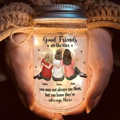 Memorable Gifts For Best Friends, Small Lights, Friends Are Like Stars, Mason Jar Light, Glass Fairy, Personalized Mason Jars, Good Friends Are Like Stars, Gift For Bestie, Diy Birthday Gifts For Friends