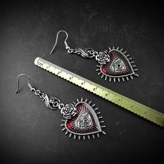 Occult Dark Goth Drop Earring Jewelry Blood Rose Heart Oil Bat Gothic Earrings For Women's Retro Hanging Long Earings AestheticModel Number:4001350774900 Goth Earrings, Rose Heart, Bee Jewelry, Gothic Earrings, Rosé Heart, Bee Gifts, Heart Drop Earrings, Stud Set, Rose Earrings