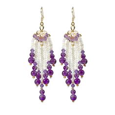 PRICES MAY VARY. Its a boho statement beaded tassel earrings of 3.54 Inch Length for women and girls! These bohemian seed bead fringe Pearl earrings are absolutely stunning with the Amethyst Purple colors. All of our long native beaded tassel dangle earrings are handmade, we spend a lot of time to choose the fit beads, weave, reinforce strings and tie knots, with Amethyst Purple Beads tassels more Romantic,it is very exquisite. Material:Amethyst Bead,Water Fresh Pearl,Austrian Crystal,S925 Sterl Fringe Earrings Pattern Free, Formal Beaded Jewelry, Gemstone Beaded Earrings, Wedding Gift Packaging, Amethyst Chandelier, Tassel Chandelier, Purple Fringe, Beads Tassels, Handmade Bead Jewellery