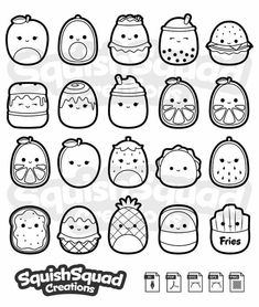 a collection of squish - squad creations coloring pages