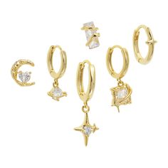 PRICES MAY VARY. Cute dainty small hoop earrings set of six tiny huggies, adorned with pearl and shiny cubic zirconia. Highly polished gold finish embodies the simplicity of modern sophistication, perfect for everyday simple luxury. Charming rhinestone earrings, mix and match on helix, double pierced ears, asymmetrical wearing, delicate and sparkly, modest and chic, giving a premium shine, perfect for business work and formal event parties. Unique summer huggie hoop cartilage earrings, 14k gold Double Pierced Ears, Hoop Cartilage Earrings, Earring Stacks, Simple Luxury, Cartilage Earrings Hoop, Business Work, Hoop Earring Sets, Cartilage Earrings, Body Mods