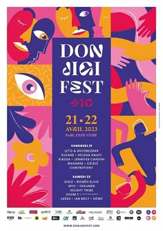 the poster for don't sit fest, which features an image of people in different colors