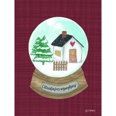 a snow globe with a house and trees in it