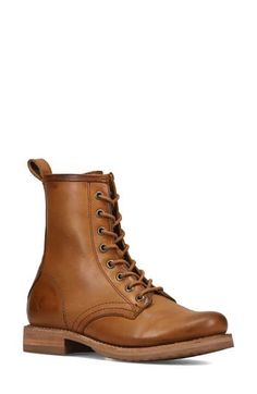 Add a rugged finish to your ensemble with this classic combat boot masterfully handcrafted from buttery, richly grained leather. 6 1/2" shaft Lace-up style Leather upper and lining/rubber sole Bench crafted in Mexico Frye Veronica, Womens Combat Boots, Combat Boot, Up Styles, Boot Shoes Women, Combat Boots, Rubber Sole, Caramel, Leather Upper