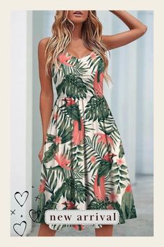 Fashion Floral Printed Casual Sleeveless Dress wedding guest dresses summer，wedding guest dress formal，wedding guest dresses outfits，wedding guest dresses party，wedding guest dress beach，wedding guest dresses floral, #weddingguestdressessummer#weddingguestdressesfashionwomen's#weddingguestdressformal#weddingguestdressesparty#weddingguestdressesselegant#weddingguestdressesplussize#solidcolor#weddingguestdresses#fashion Casual Cami Dresses For Vacation, Beach Dresses With Leaf Print And Sleeveless Design, Sleeveless Leaf Print Beach Dress, Beach Dresses With Leaf Print, Sleeveless, Sleeveless Beach Dress With Leaf Print, Casual Cami Sundress For Vacation, Casual Sleeveless Dress With Spaghetti Straps For Vacation, Green Cami Sundress For Vacation, Green Cami Sundress For Beach