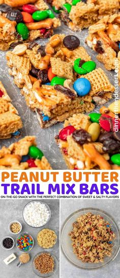 the peanut butter trail mix bars are ready to be eaten