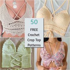 crochet top patterns with the title overlay that reads 50 free crochet crop top patterns