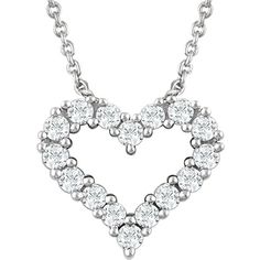 18" #Diamond #Heart #Necklace in 14K White Gold - White Gold Heart Necklace, Heart Shaped Diamond Necklace, Gold Diamond Heart Necklace, Pink Gold Necklace, Diamond Heart Necklace, Heart Necklace Diamond, Heart Shaped Necklace, Gold Diamond Necklace, Necklace Heart