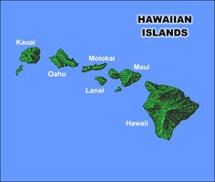 the hawaiian islands are shown in green