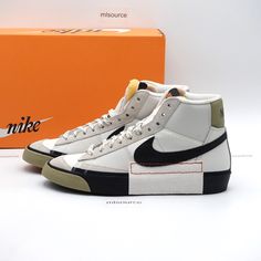 Nike Blazer Mid Pro Club Sneakers Fb8891-002 Phantom/Black/Neutra Olive - New In Box. We Only Sell 100% Genuine Products, Sourced From Major Retailers. Nike High-top Sneakers With Vulcanized Sole For Sports, Nike Mid-top Sneakers With Vulcanized Sole, Nike Lace-up Skate Shoes With Boost Midsole, Nike Vulcanized Sole Basketball Shoes, Nike Urban Basketball Shoes With Vulcanized Sole, Nike Basketball Shoes With Vulcanized Sole, Nike Mid-top Sneakers With Speckled Midsole, Mid-top Running Shoes With Vulcanized Sole For Streetwear, Urban White High-top Running Shoes