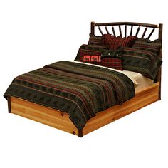 the bed is made and ready for someone to use it in their home or office