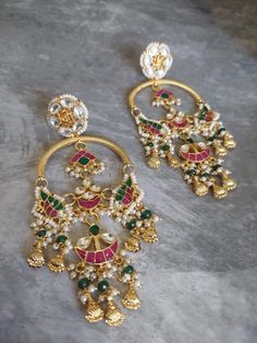 Tyaani inspired jewelry, sabyasachi jewelry, India Jewelry gold, kundan choker set, bollywood, india jewelry polki, jadau Jhumka earrings R O S H   J E W E L R Y Welcome to Rosh! Meet the freshly launched multi color Kundan Jhumka, attentively handcrafted  in India!    This Tyaani Inspired Jhumka has all the primary jewlery colors mixed to get the best look for that ethnic event! Pair it up with your best lehnga or Anarkali and spread magic! If you're a bride-to-be looking to add some very artis 22k Gold Meenakari Bridal Earrings For Celebration, 22k Gold Bridal Earrings With Meenakari For Celebrations, 22k Gold Chandbali Jhumkas With Tilla, 22k Gold Chandbali Jhumkas With Cutdana, 22k Gold Chandbali Jhumkas For Festive Occasions, Ceremonial Chandbali Jhumkas With Intricate Design, Bollywood Style Ceremonial Jhumkas With Intricate Design, Bollywood Style Jhumkas With Intricate Design For Ceremonial Occasions, 22k Gold Meenakari Bridal Earrings For Festivals