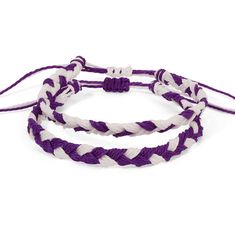 Hand woven bracelets in your favorite team colors! Sea, sun, snow, sweat and shower safe. Adjustable, one size fits most. Guys wear 'em, too Adjustable Purple Braided Bracelets For The Beach, White Adjustable Friendship Bracelets, White Braided Jewelry For Friendship, Casual White Adjustable Braided Bracelets, White Braided Casual Jewelry, Casual Adjustable White Braided Bracelet, Casual White Braided Jewelry, Adjustable Team Spirit Beaded Bracelets For Friendship, Adjustable White Sports Jewelry