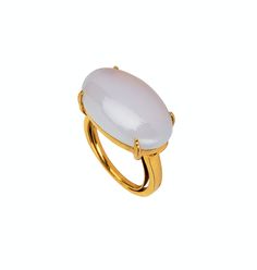 The Luna Ring features a prominent oval-shaped semi-precious stone, creating a statement piece with minimal and vintage flair. Its timeless design and substantial stone make it an elegant addition to any jewelry collection. Timeless Cabochon Rings For Formal Occasions, Modern Oval Opal Ring For Formal Occasions, Elegant Opal Open Ring With Polished Finish, Elegant Polished Opal Open Ring, Timeless Jewelry With Large Stone, Timeless Jewelry Ring With Large Stone, Modern Oval Cabochon Jewelry With Large Stone, Elegant White Gemstone Signet Ring, Timeless Oval Opal Ring As Gift