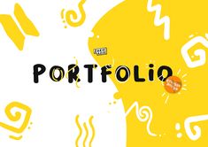 the word portfolio is written in black and yellow