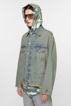 Denim jacket is cut to an oversized unisex fit with dropped shoulders, extra long sleeves and a hip length. Crafted from non-stretch denim in a blue/beige wash. FN-UX-OUTW000042 Oversized Acid Wash Denim Jacket With Long Sleeves, Oversized Faded Denim Jacket For Fall, Oversized Faded Denim Jacket, Oversized Faded Outerwear For Spring, Oversized Faded Denim Outerwear, Oversized Medium Wash Denim Jacket For Streetwear, Oversized Acid Wash Denim Jacket For Streetwear, Oversized Washed Denim Jacket For Streetwear, Suit Jacket Dress