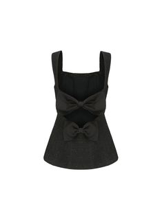 Romanticize your femininity in the Anabella Bow Top. This beautiful, unique suspender top comes decorated in diamond buttons and double bows. It's unlike anything you have in your closet, and you'll be reaching for it again and again this season. Woven fabric Square neck design Wide-shoulder strap Umbrella-shaped hem Double bows on the back Diamond buckles Dry clean only Rhinestone Mini Dress, Bow Top, Double Bow, Fabric Squares, Couture Collection, Product Images, British Indian, Black Mini, Dress With Bow