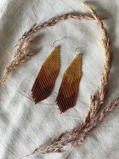 Amber seed bead earrings Autumn earrings Fringe beaded | Etsy Brown Handwoven Beaded Drop Earrings, Brown Dangle Beaded Earrings With Tiny Beads, Brown Handwoven Round Bead Jewelry, Brown Tiny Beads Earrings For Gift, Amber Beaded Dangle Earrings, Brown Handwoven Drop Earrings, Amber Beaded Drop Earrings, Brown Earrings With Tiny Beads For Gift, Brown Dangle Beaded Earrings With Colorful Beads