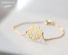 mini monogram bracelet side attached on gold by MarinetteJewelry Personalized 14k Gold Name Bracelet With Initials, 14k Gold Name Bracelet With Initials, Classic Bracelets With Initials, Classic Monogram Name Bracelet As Gift, Elegant Sterling Silver Initials Name Bracelet, Elegant Sterling Silver Name Bracelet With Initials, Monogram Bracelet Jewelry For Personalized Gift, Elegant Monogram Name Bracelet As Personalized Gift, Elegant Monogram Bracelet For Personalized Gift