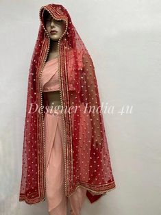 Red Bridal Dupatta Sabyasachi Inspired Indian Pakistani | Etsy India Dupatta For Lehenga, Net Veil, Designer Dupatta, Lehenga Indian, Floral Prom Dresses, Dream Dresses, Scarf Women Fashion