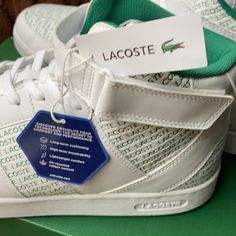 Nwt.Have Box.Men’s Lacoste Sneakers White With Green Letters. Green Letters, Lacoste Sneakers, Lacoste Shoes, Shoes Men, Sneakers White, White Green, Mens Shoes Sneakers, Size 13, Shoes Mens