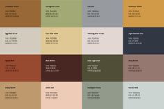 the color scheme for an interior paint scheme with different colors and names on each panel