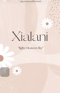 a pink background with daisies and the word xalaanii on it's side