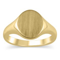 This oval signet ring glistens in classic 10K yellow gold and is a must-have for any jewelry box. Wear this timeless accessory plain or engraved for a personalized touch. Simple and sophisticated, the solid yellow gold design stands out with its alluring shine. | Oval Signet Ring | 10K Yellow Gold | Size 10 | Helzberg Diamonds Oval Yellow Gold Signet Ring For Anniversary, Oval Signet Ring With Engraving Option For Anniversary, Oval Engraved Ring For Formal Occasions, Formal Fine Jewelry Engraved Oval Ring, 14k Gold Oval Engraved Promise Ring, Timeless Oval Engraved Ring With Hallmark, Elegant Engraved Oval Ring With Polished Finish, Elegant Oval Engraved Ring With Polished Finish, Classic Engraved Ring For Promise