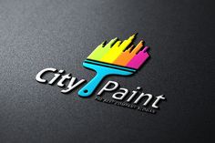 the logo for city paint is colorful and has a brush painted on it's side