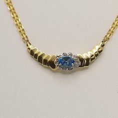 This is a wholesale close out lot. Original Price was $1500, We are offering 40-55% off Final Sale. All Carat weights are approximations based on our in house professional jeweler inspections. Please note these are considered heavy solid gold pieces in the jewelry business. These are not hollow and light wieght like items you would find at a franchised jeweler at a mall. These are quality handmade items Blue Topaz Oval Necklace, Yellow Gold Topaz Oval Necklace, Luxury Oval Blue Topaz Necklaces, Blue Multi-stone Oval Necklaces, Luxury Blue Topaz Yellow Gold Necklace, Heart Necklace Diamond, Art Deco Necklace, Gold Piece, Art Deco Diamond