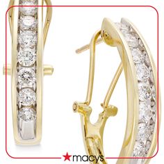 in stock Macy's 14k Gold Diamond Earrings For Anniversary, Macy's Yellow Gold Diamond Earrings For Anniversary, Macy's Classic Yellow Gold Diamond Earrings, Classic Hoop Earrings For Anniversary From Macy's, Classic Macy's Hoop Earrings For Anniversary, Macy's Classic Hoop Earrings For Anniversary, J Hoop, Gold Hoop, Gold Hoop Earrings