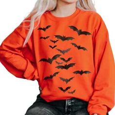 Vintage Bats Sweatshirt: Fly into Spooky Season with Style Halloween Shirts, Pumpkin Pattern, House Party, Halloween Outfits, Spooky Season, Halloween Shirt, Vintage Charms, I Want, Bat