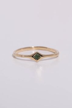 Radiance – Dear Survivor Unique Dainty Rings, Gemstone Settings, Green Rings, Square Stone, Unique Wedding Bands, Green Sapphire, Pretty Rings, Recycled Gold, Hello Dear