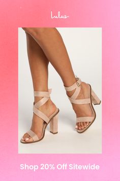 Kick your everyday look up a notch with the Lulus Shelbie Light Nude Suede Ankle Strap Heels! Soft faux suede creates a wide toe-band, an open-toe upper, and an almond toe bed. Matching long straps crisscrosses around the vamp and up the ankle and secures with a square gold buckle. 4" Wrapped Block Heel. Cushioned Insole. Rubber Sole Has Nonskid Markings. Man Made Materials. Imported. Lulus | Shelbie Light Nude Suede Ankle Strap Heels. Chic Suede Block Heels With Wrapped Heel, Suede Ankle Strap Heels For Spring, Spring Suede Ankle Strap Heels, Spring Suede Heels With Ankle Strap, Suede Block Heels With 4-inch Heel For Spring, Spring Suede Heels With Heel Strap, Suede Block Heel Heels For Spring, Spring Suede Heels With Block Heel, Suede Block Heel Shoes For Spring