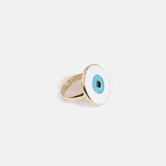 Evil Eye Enamel Round Ring Evil Eye Ring Gold, Turkish Eye, Devil Eye, Round Eyes, Boho Boutique, Evil Eye Ring, Fashion Boho, Beauty Nail, Eye Ring