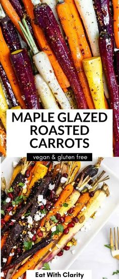 roasted maple glazed rainbow carrots on a plate