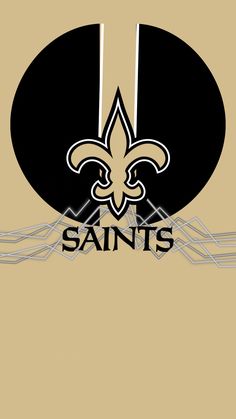 the new orleans saints logo is shown in black and white on a tan background with silver lines