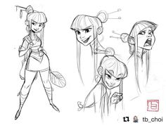 some character sketches from the animated movie, tangled up and ready to be drawn in pencil