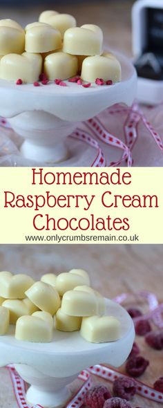 homemade raspberry cream chocolates on a plate