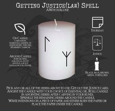 Spell For Legal Matters, Rune Witchcraft, Monday Magick, Justice Spells, Spiritual Topics, Witchy Spells, Runes Meaning, Rolled Candles