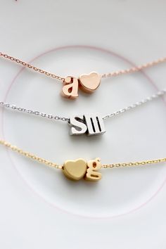 Initial Necklace Lowercase - Double Letter Gold Silver Rose Gold Initial Chain Custom Bridal Gift Personalized Bridesmaid Gift Wedding Dainty Heart Pendant Charm Necklace With Initials, Valentine's Day Customizable Initial Pendant Necklaces, Valentine's Day Customizable Initial Pendant Necklace, Personalized Name Necklace With Heart Charm And Initial Pendant, Personalized Initial Pendant Charm Necklace For Anniversary, Heart Pendant Initial Necklace As Gift, Monogram Initial Pendant Jewelry For Valentine's Day, Dainty Custom Name Charm Necklace For Valentine's Day, Monogram Initial Necklace For Valentine's Day Anniversary