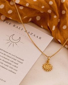 Ray of Optimism Necklace | Nomad Nextdoor | Handmade in Bali Dainty Gold Chain, The Ray, Sun Pendant, Balinese, Gold Chain, Gold Chains, Arrow Necklace, With Love, Bali