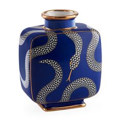 a blue vase with an intricate design on it