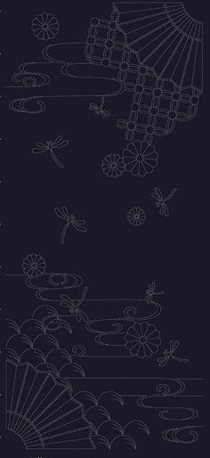 an image of the back side of a black background with white lines and designs on it