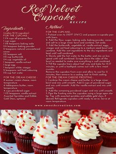 red velvet cupcakes with white frosting and sprinkles